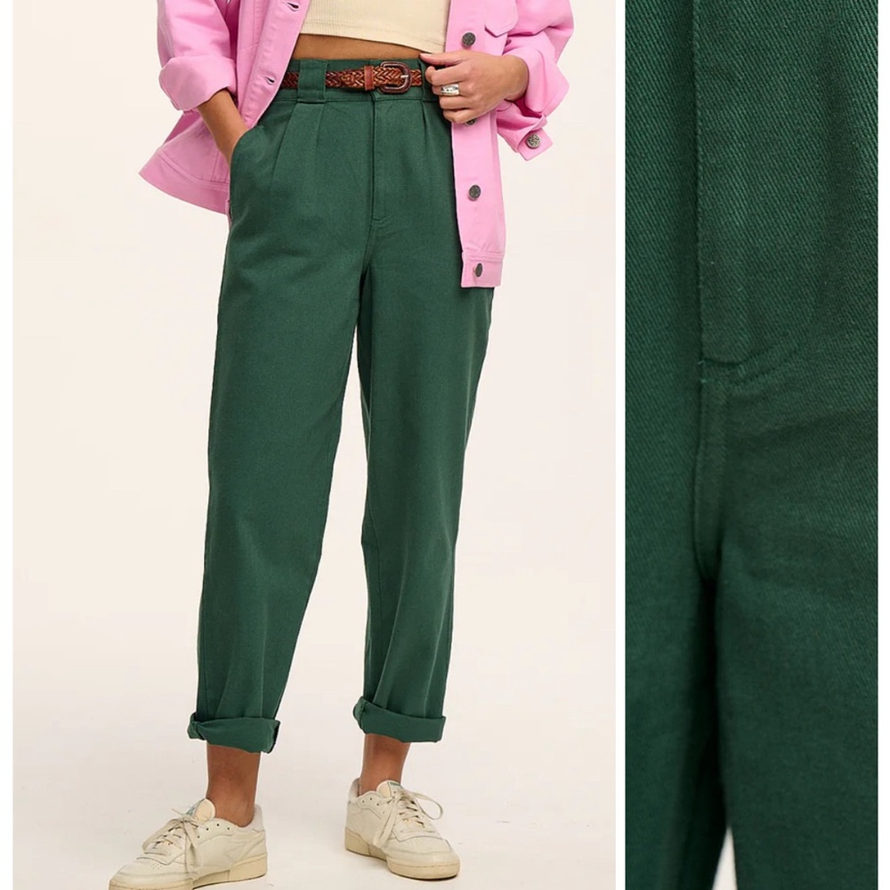 Addison - Tapered Twill Jeans in Posy Green